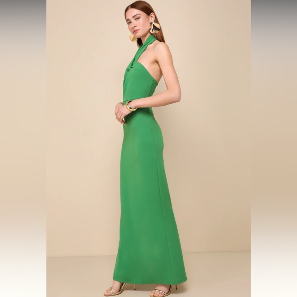 Lulus NWT Mesmerizing Perfection Green Halter Neck Backless Maxi Dress Small - Picture 2 of 6